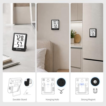 DOQAUS Digital Hygrometer Indoor Thermometer Humidity Meter Room Thermometer with 5s Fast Refresh Accurate Temperature Humidity Monitor for Home, Bedroom, Baby Room, Office, Greenhouse, Cellar (Black) - color: Black