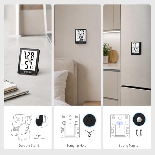 DOQAUS Digital Hygrometer Indoor Thermometer Humidity Meter Room Thermometer with 5s Fast Refresh Accurate Temperature Humidity Monitor for Home, Bedroom, Baby Room, Office, Greenhouse, Cellar (Black) - color: Black