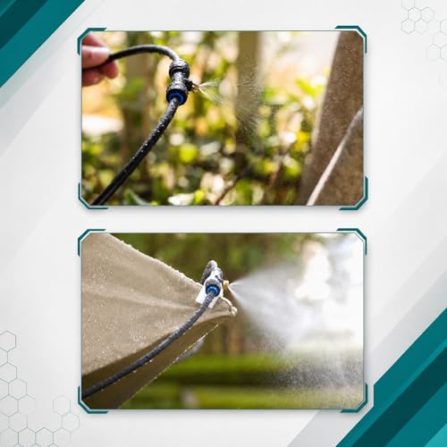 UNCO- Misting System, 39 FT, 11 Brass Mist Nozzles, 3/4" Brass Adapter, Misters for Outside Patio, Misting System for Patio, Garden, Greenhouse, Trampoline, Porch