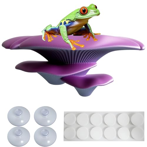Mushroom Decor for Reptile Tank, Fish Tank, Pet-Safe Bearded Dragon Tank Accessories, Realistic Terrarium Plants for Crested Geckos, Frogs,Realistic Habitat Ornament (Lavender Silver) - color: Lavender Silver