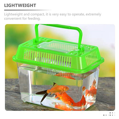 Ipetboom Portable Fish Tank 5.11X3.54X3.54 Inch Handheld Transparent Turtle Box Plastic Aquarium Reptile Carrier Small Pet Hamster Habitat - size: 13x9cm