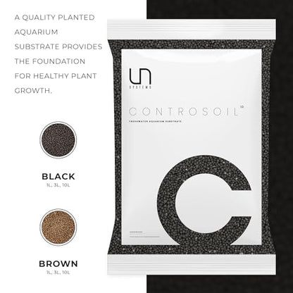 Ultum Nature Systems Controsoil - Freshwater Aqua Soil Substrate for Fish, Shrimp, Live Plant Propagation and Aquascaping - 6.8pH Low Ammonia, Volcanic Ash - Black, Extra Fine (3 Liter) - color: Black - Extra Fine, size: 3 Liters (2.7 kg)