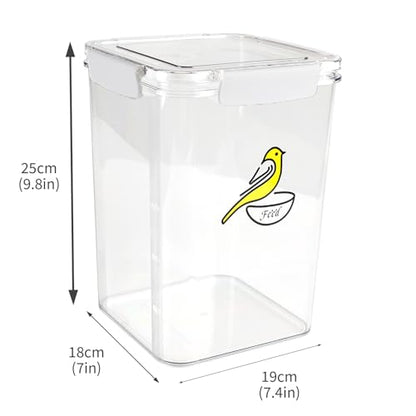 Bird Seed Storage Container-Airtight Bird Food Container-8.4lb/5 l Pet Food Storage Containers with Birds Seed Scoop-Wild Birds Dispenser-forPet Parakeets Finches Food Mealworms/Clear - size: 5L