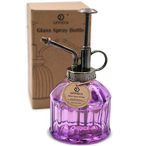 OFFIDIX Glass Watering Spray Bottle,Plant Mister watering can indoor with Bronze Plastic Top Pump, Glass Small Watering Can for Garden, Plants, Cleaning (Purple) - color: G-Purple