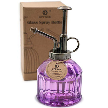 OFFIDIX Glass Watering Spray Bottle,Plant Mister watering can indoor with Bronze Plastic Top Pump, Glass Small Watering Can for Garden, Plants, Cleaning (Purple) - color: G-Purple
