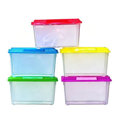 Portable Reptiles Keeper Tanks with Removable Lid and Feeding Port Enclosure Ventilated Design Clear Reptiless Habitat Portable Reptiless Breeding Box Geckoss Terrarium with Ventilation - size: 27x17x14cm