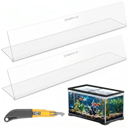 Sieral Aquarium Lids Polycarbonate Canopy 2 Pieces Set 16.87 x 16.87 x 0.12 Inch for 50/65/84 Gallon with Center Brace Aquariums Cover Fish Tank Lid with a Hook Knife, Clear - color: Clear, size: 36 x 18 Inch