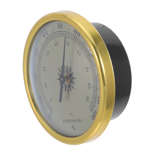 Analog Hygrometer 72mm Round Gold Humidity Gauge 2% rh Resolution Mechanical Indoor Wall Mount for Terrarium Cigar Humidor Sauna
