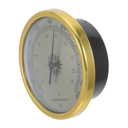 Analog Hygrometer 72mm Round Gold Humidity Gauge 2% rh Resolution Mechanical Indoor Wall Mount for Terrarium Cigar Humidor Sauna