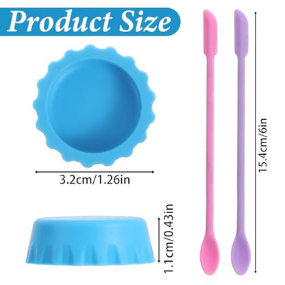 9 Pack Crested Gecko Food Dish & Spoons, Silicone Gecko Feeding Cups Reusable Small Reptile Food and Water Bowl Gecko Tank Accessories for Hermit Crabtortoise Tarantula Lizard, 7 Colors