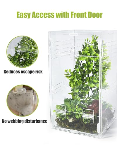 Jumping Spider Enclosure 6”x6”x10”, Transparent Arboreal Tarantula Habitat, Praying Mantis Terrarium Critter Cage for Jumping Spider, Tarantula, Mantis, Snail, Isopods, Beetles, Millipedes - size: Large