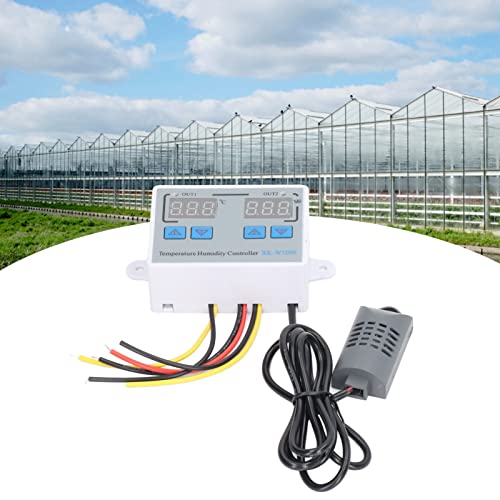 Digital Temperature Humidity Controller Intelligent Electronic Thermostat Switch 12V 220W Precise Calibration Dual Display Fireproof Shell for Greenhouses Reptile Terrariums