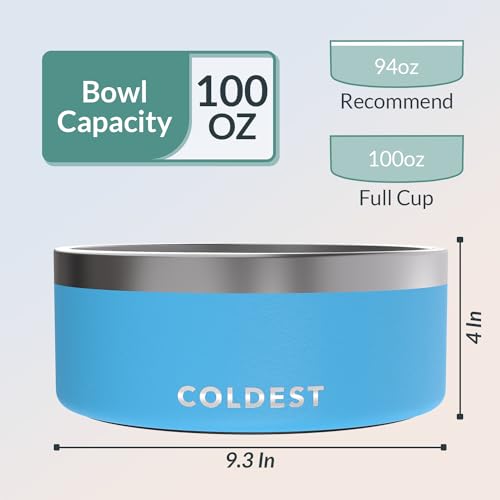 Coldest Dog Bowl - Anti Rust Metal, Non Slip, 3 Layers Insulated Stainless Steel Dog Bowls - Spill Proof & Heavy Duty - Water Bowl for Dogs, Cats & Pets, Dish Washer Safe (100 oz, Celestial Blue) - color: Celestial Blue, size: 100 oz