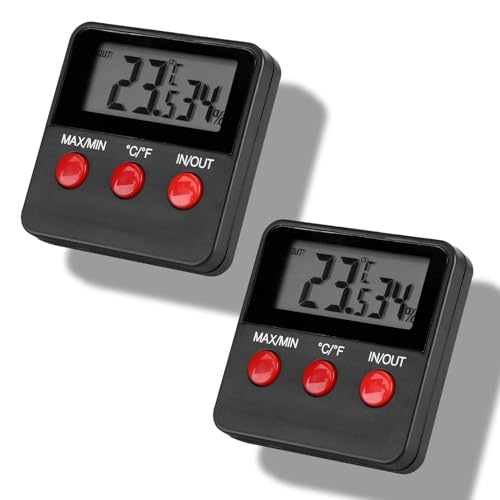 2 Pack Mini Hygrometer Thermometer, Digital Humidity Meter Temperature Fahrenheit Humidity Meter for Humidors Greenhouse Garden Cellar Fahrenheit Celsius