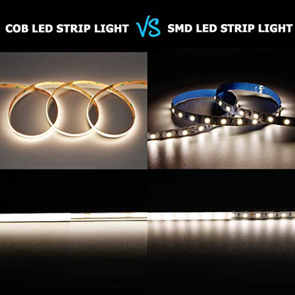 DC 5V USB COB LED Strip Light Natural White 4000K Dimmable IP65 Waterproof CRI 93+ USB Powered 6.6ft/2M 640LEDs with Dimmer High Brightness Flexible LED Tape Lights - color: Natural White