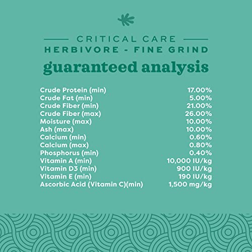 Oxbow Critical Care Herbivore, Fine Grind, Emergency Rabbit & Guinea Pig Food, Made with Timothy Hay, Natural Papaya Flavor, Assist Feeding Formula for Pets, 100 gram bag - size: 3.53 Ounce (Pack of 1)
