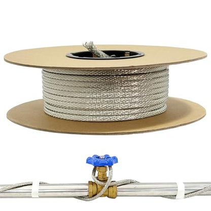 100' HTM Braid Self Regulating Heating Cable Mobile Home Heat Tape Water Pipes Freeze Protection Heat Trace Energy Saving Heat Tape for Water Hose - style: 100 ft