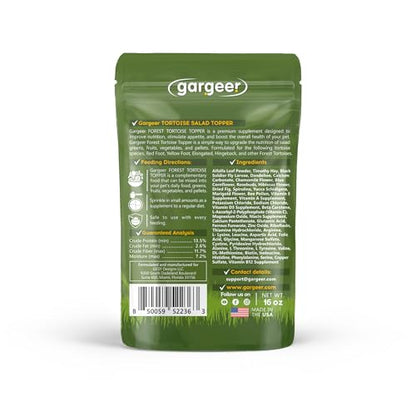 Gargeer Forest Tortoise Salad Topper: Supercharge Healthy Diet Supplement - Essential Nutrition Care for Strength & Robust Immune System in Juveniles & Adults. 16oz. Made in the USA. - size: 1 Pound (Pack of 1)
