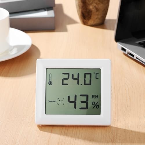 2 Pcs Digital Hygrometers with LCD Large Screen Display, Abs Material Indoor Humidity and Temperature Gauge for Daily Life Use, Compact Design Suitable for Pets, Babies,