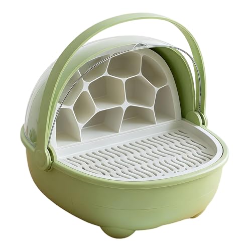 Silkworm Breeding Box Transparent Small Animal Feeding Container Removable Habitat Cage Portable Reptile Carrier with PP Material for Turtle Frog Snak, Green - color: Green