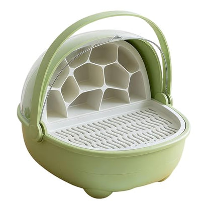Silkworm Breeding Box Transparent Small Animal Feeding Container Removable Habitat Cage Portable Reptile Carrier with PP Material for Turtle Frog Snak, Green - color: Green