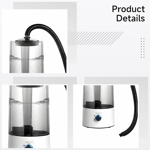 Reptile Fogger 135 fl oz 4 L, Black and White Reptile Humidifier Mister with Customizable Mist, Quiet Fog Machine with Stretchable Tube, Top Fill Reptile Humidifier for Chameleon, Lizard, Tortoise