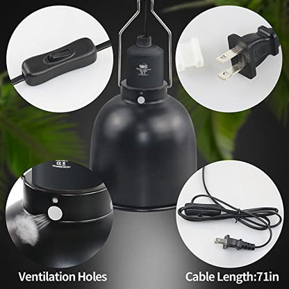 LUCKY HERP Aluminum 5.5inch Deep Dome Reptile Light Fixture, Reptile Heat Lamp Fixture for UVB Bulb Basking Heat Bulb - color: Deep Dome Reptile Light Fixture, size: 5.5 inch Non-Adjustable