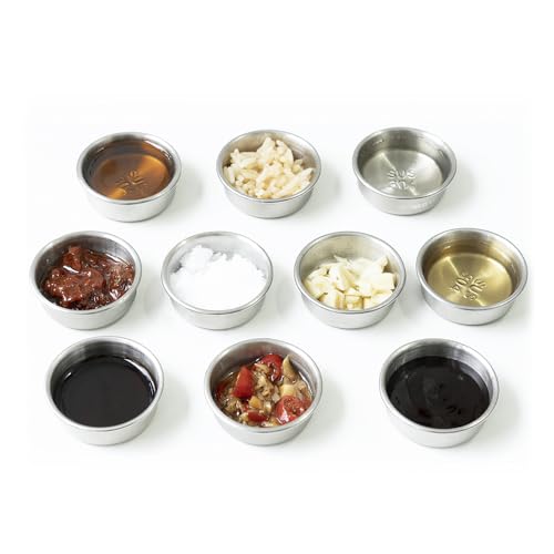 0.5oz Feeding Cups 10pcs, Stainless Steel 304 SUS Metal, Reptile Food Bowls and Water Dish, for Crested Gecko, Lizard Or Other Small Pet Feeder Ledge Accessories Supplies
