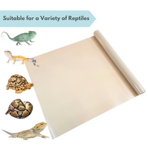 Tank Liner, 17.7" x 59", Reptile Terrarium Substrate Mat Carpet Bedding, Enclosure Liner for Bearded Dragon Leopard Gecko Lizard Tortoise Snake (Beige) - color: Beige