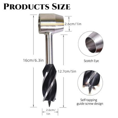 Survival Settlers Tool Bushcraft Hand Auger Wrench Scotch Eye Wood Drill Manual Drill Wrench Bushcraft Survival Tool with Leather Pouch and Hook for Outdoor Camping Bushcrafting Backpacking (Black) - color: Black