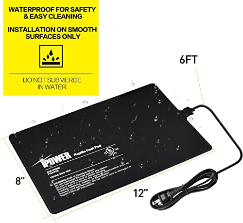 iPower Reptile Heat Pad Under Tank Terrarium Warmer Heating Mat for Turtle, Lizard, Frog, Snake, Reptile, and Other Small Animals, 8X12 Inch, 16W, 2 Pack - size: 8 X 12 Inch, style: 2 Pack