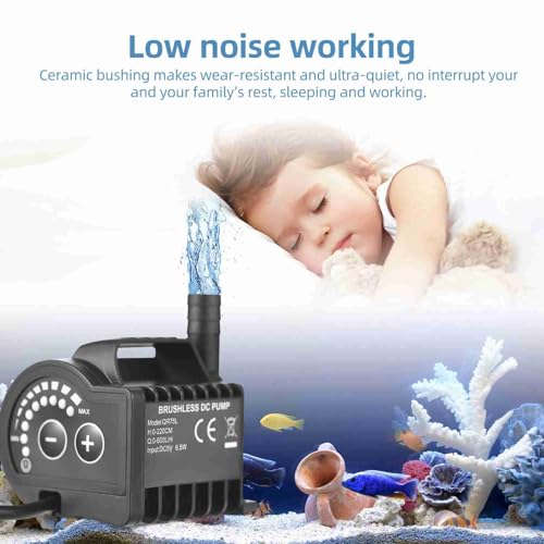 6.5W Electric with 8 Adjustable Levels, 7.2ft Lift Height, 5V USB Mini Fountain Pump for Aquarium, Fountain, Cooling (QR75L) - color: Qr75l