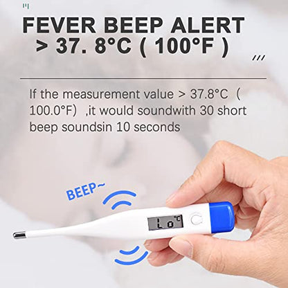 Berrcom Digital Thermometer for Adults, Kids, and Babies, Oral Rectal Underarm Medical Thermometer with Fever Alarm and C/F Switchable - size: DT-007