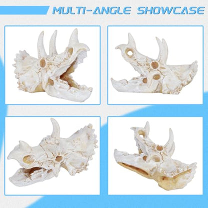 Saim Resin Dinosaur Triceratops Skull Model Aquarium Decoration | Reptiles Hideout, Fish Tank Ornament, Home Office Display