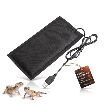 Balacoo USB Reptile Heating Pad, Under Tank Heater for Snake, Lizard, Turtle, Terrarium Heat Mat for Reptile, Consistent Temperature Control (Black, 7.9 x 3.9 in)