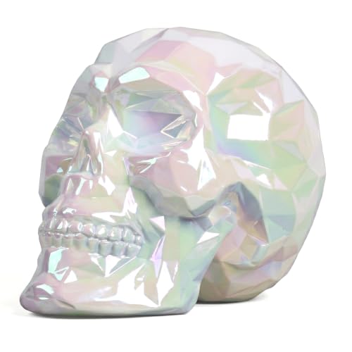 Skull Decor Statue, Human Head Model for Home Decoration, Halloween Statue, Gothic Resin Figurine Skull Model for Bookshelf Desktop Home Decor (Pearl White) - color: Pearl White