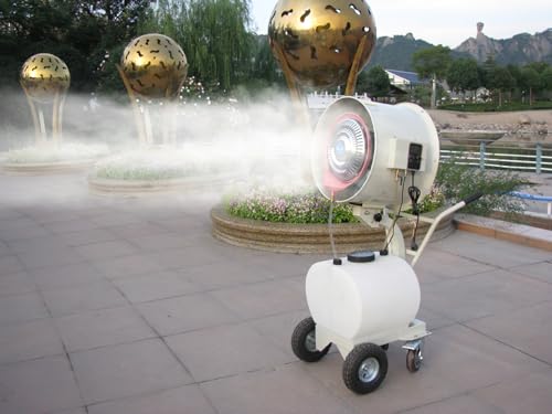 High Power Misting Fan – All Metal 20 inch 350W with 1200 Sq Ft Cooling & 16 Gal Tank (White 550W/20 inches)