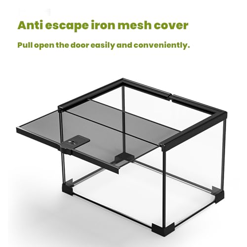 4 Gallon Glass Reptile Terrarium 12"x8"x8" – Stackable Full View Tank for Leopard Gecko, Frog, Snake, Hermit Crab, Tarantula, Jumping Spider Enclosure - size: 12*8*8in