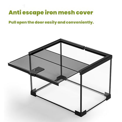 4 Gallon Glass Reptile Terrarium 12"x8"x8" – Stackable Full View Tank for Leopard Gecko, Frog, Snake, Hermit Crab, Tarantula, Jumping Spider Enclosure - size: 12*8*8in