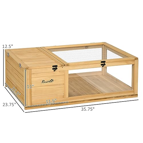 Wooden Tortoise House r Turtle Habitat Enclosure Outdoor Reptile Cage for Lizards, Geckos, Yellow
