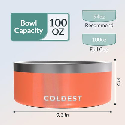 Coldest Dog Bowl - Anti Rust Metal, Non Slip, 3 Layers Insulated Stainless Steel Dog Bowls - Spill Proof & Heavy Duty - Water Bowl for Dogs, Cats & Pets, Dish Washer Safe (100 oz, Candy Red Glitter) - color: Candy Red Glitter, size: 100 oz