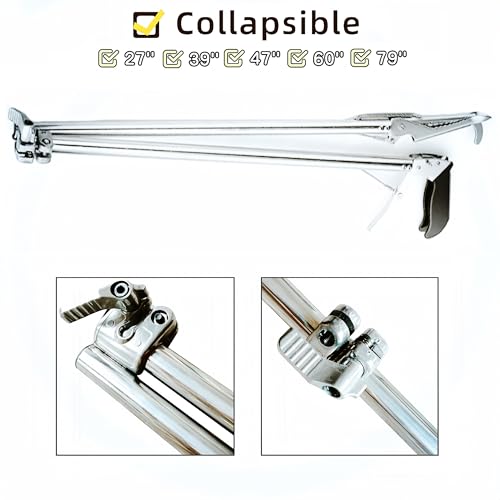 Snake Tong Collapsible Reptile Grabber Rattle Snake Catcher Stainless Steel Wide Jaw Handling Tool with Lock and Comfortable Grip Handle (60inch-150cm - style: 60 inch-Collapsible