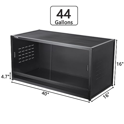 Reptile Terrarium 40''x16''x16'' ToxiRium Large PVC Reptile Enclosure 44 Gallons for Bearded Dragon Gecko Lizard Snake, Wide Breeding Vivarium Area with Sliding Doors Lock