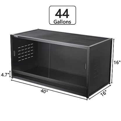 Reptile Terrarium 40''x16''x16'' ToxiRium Large PVC Reptile Enclosure 44 Gallons for Bearded Dragon Gecko Lizard Snake, Wide Breeding Vivarium Area with Sliding Doors Lock