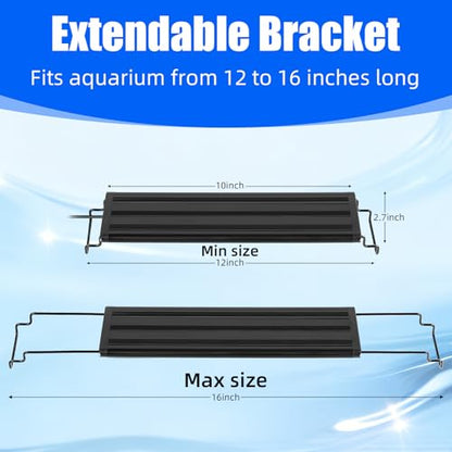 AQUANEAT LED Aquarium Light with Timer for 12-16 Inch Fish Tank, Brightness Adjustable, Full Spectrum, Low Medium Light Plant Lamp