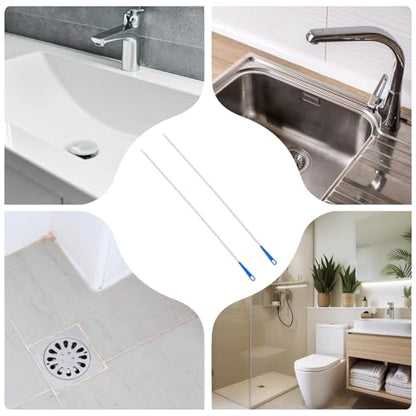 2pcs Sink Drain Cleaner Brush, 23.62 Inches Snake Cleaning Flexible Drain Brush, Long Pipe Drains Clog Remover Hair Cleaning Tool for Toilet, Kitchen Sink, Bathroom Tub, Shower, and Sewer