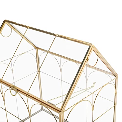 HighFree Geometric Plant Terrarium with Lid, House Succulent Terrarium Kit for Display, Air Plants, Succulents, Home Tabletop Miniature Terrarium, Not Airtight or Waterproof (Gold) - color: Gold