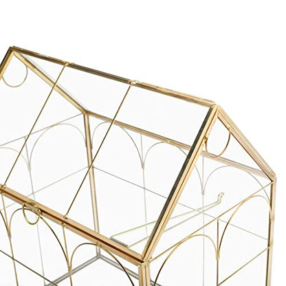 HighFree Geometric Plant Terrarium with Lid, House Succulent Terrarium Kit for Display, Air Plants, Succulents, Home Tabletop Miniature Terrarium, Not Airtight or Waterproof (Gold) - color: Gold