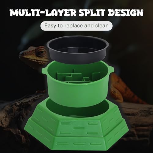 Reptile Feeder Bowl Worm Dish Anti-Escape Food Dish Bowl with 2PCS Feeding Box, Food Water Feeder for Crested Gecko Lizard Chameleon Pets, Reptile Terrarium Tank Accessories (M) - size: M