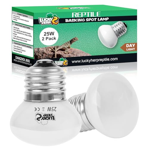 LUCKY HERP Heat Lamp Bulbs, 25W Reptile Heat Lamp 2 Pack Reptile Heat Lamp Bulbs, Daylight Basking Spot Heat Light Bulb, Amphibians Lamp Bulbs fo Chameleons, Snakes, Lizard, Turtle - color: 25-d